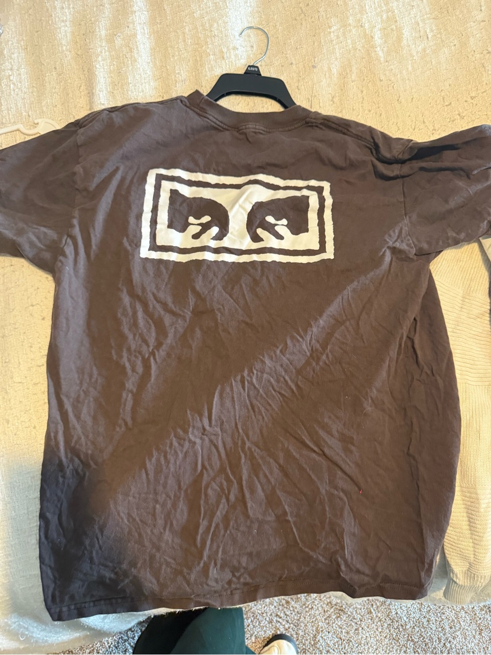 Obey Brown Short-Sleeve Tee with Iconic White Graphic